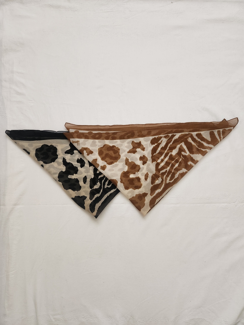 Vintage 90's Animal Print Scarves / Bag Scarfs in Brown & Black